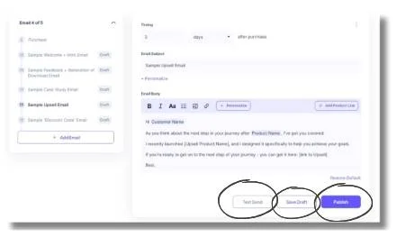 Test, save & publish your email flow