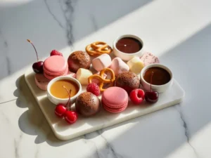 pink dessert board chocolate