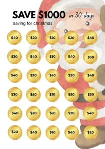 save money challenge $1000 before Christmas